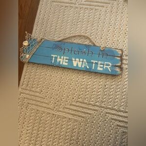 Splash in the Water Blue Beachy Coastal Sign + Rope Net Netting Sea Shell Detail